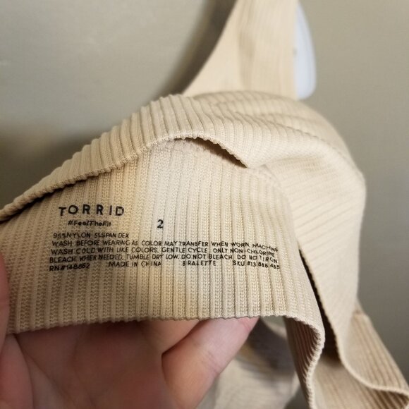 Torrid Tan Ribbed Bralette, Plus Size 2X - Picture 4 of 4